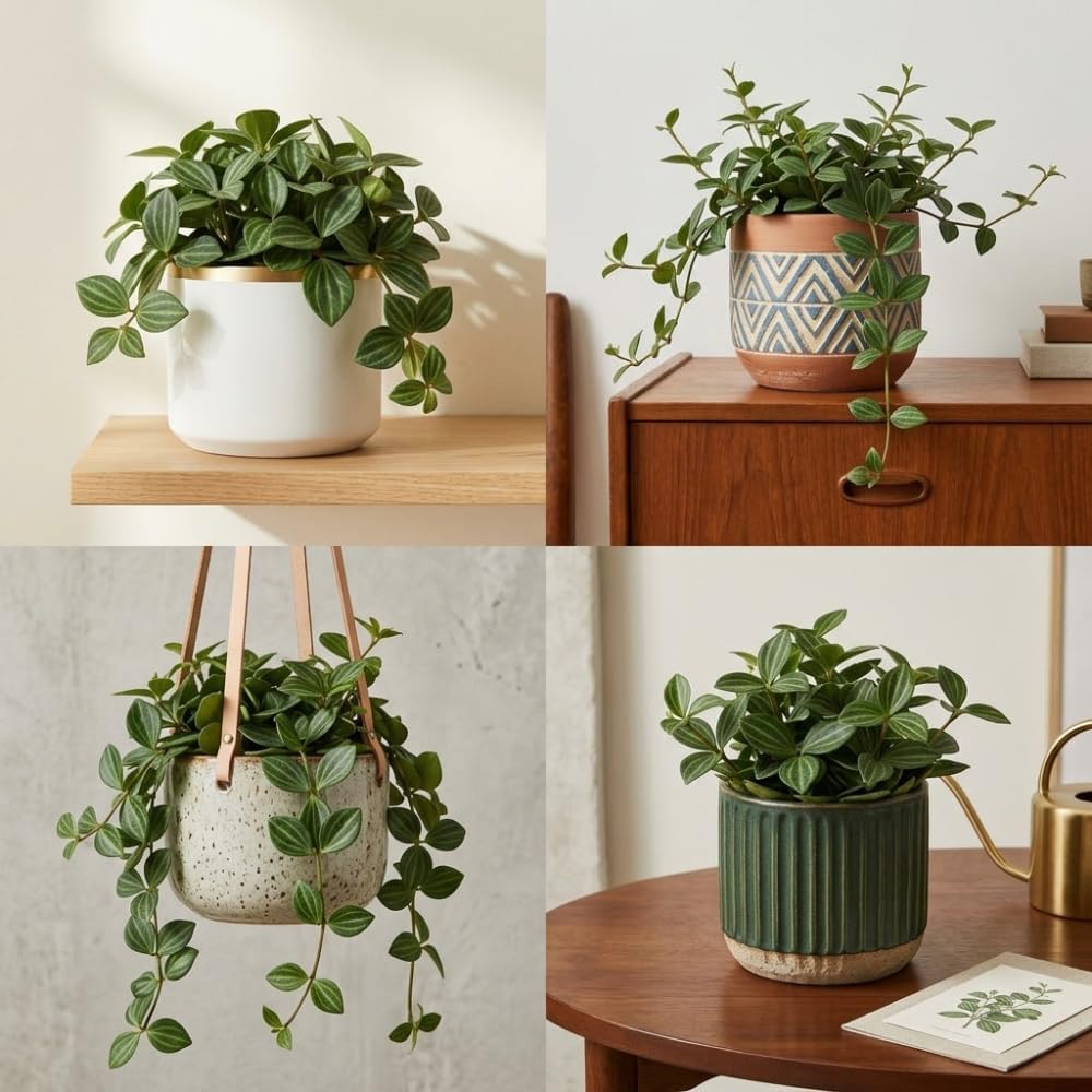Peperomia Beetle Live Plant, 4'' Inch Pot, Easy-Care Peperomia Live Indoor Houseplant, Attractive Trailing Houseplant for Home & Office Décor