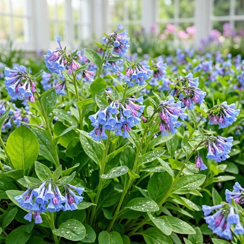 20 Virginia Bluebells Roots, Easy Care Bluebell Wild Flower, Hardy Perennial Plant with Soft Pastel Blue Bloom for Shade Gardens & Woodland Beds