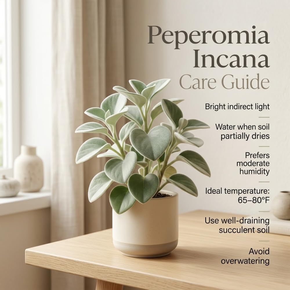 Peperomia Incana Live Plant, 4" Potted Indoor Plant, Vigorous Houseplant with Soft Felted Foliage for Living Rooms, Easy to Care Pet-Friendly Decor