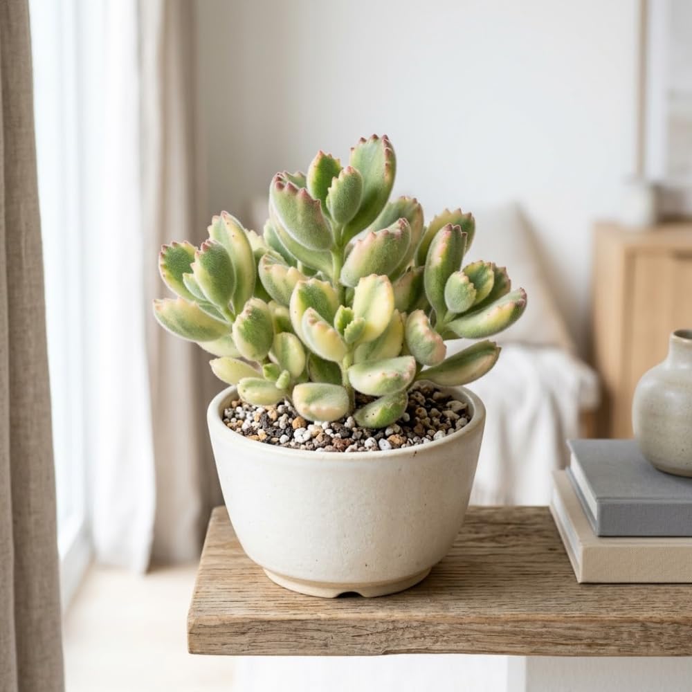 Variegated Bear Paw Succulent Plant Live, 2" Cotyledon Tomentosa Potted, Vigorous Houseplant, Easy to Care Drought Tolerant Decor