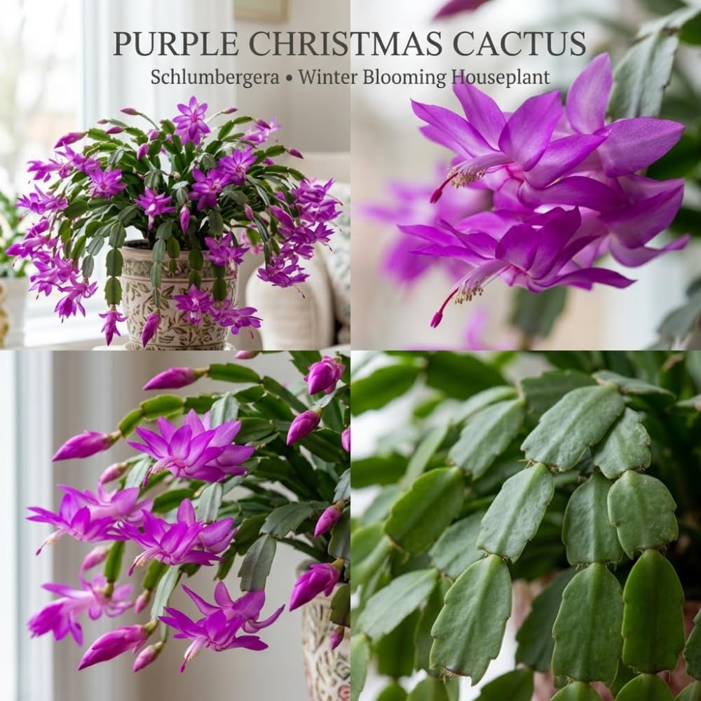 2 Orange Christmas Cactus Live Plant, 5-6 Inch Tall, Easy to Care Indoor Winter Houseplant for Office Desk and Patio Decor, Vigorous Live Holiday Plant