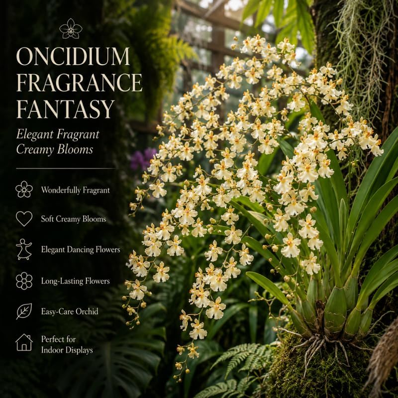 Oncidium Orchid Twinkle Live Plant, Fragrance Fantasy Oncidium Orchid Flower, Vibrant Blooming Houseplant for Indoor Decor, Home Office and Patio