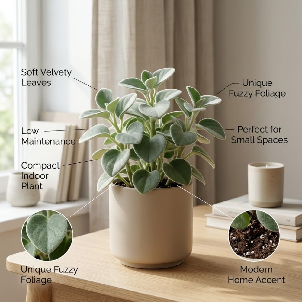 Peperomia Incana Plant, 4" Pot, High-Vigor Low Maintenance Houseplant for Desks, Pet-Friendly Soft Grey-Green Foliage