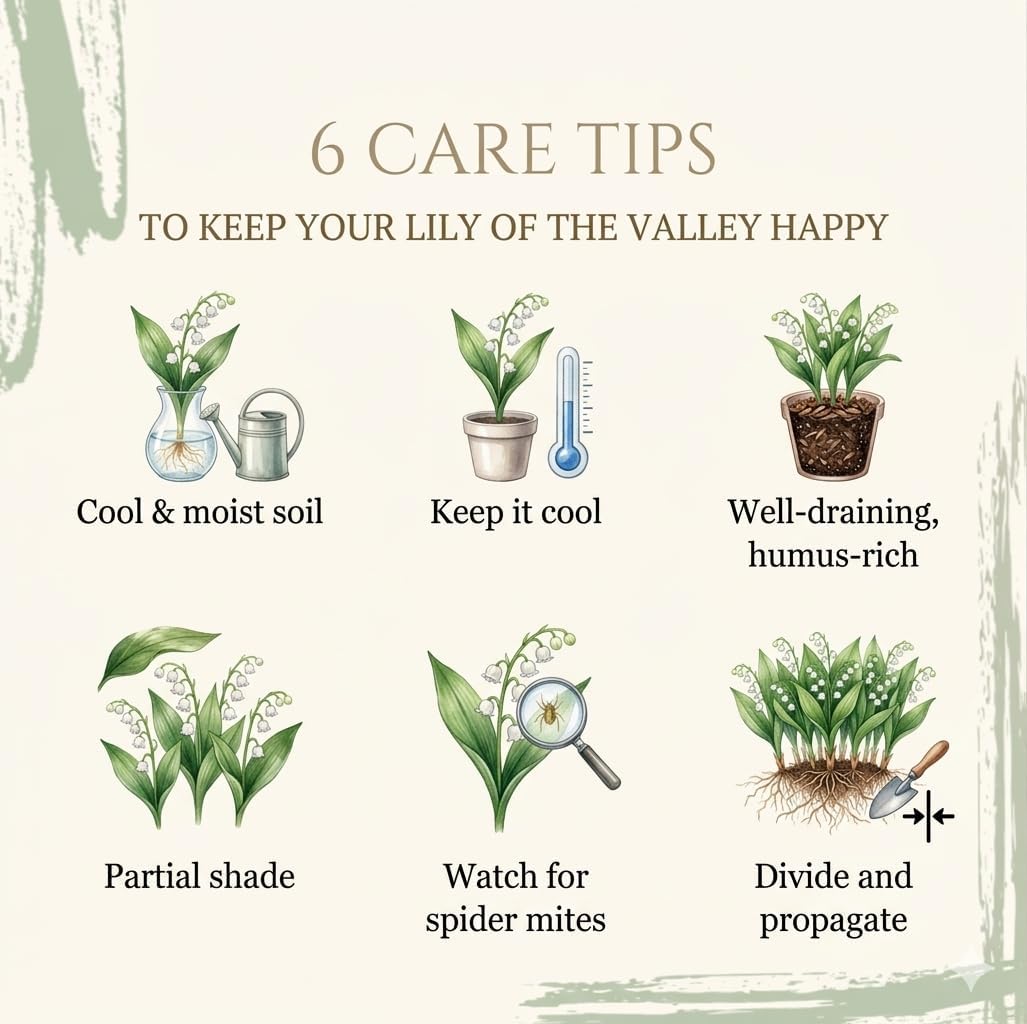 10 Live Lily of The Valley Plants Bare Roots, Easy Care May Bells, Fragrant Shade Plant for Outdoor and Indoor Use