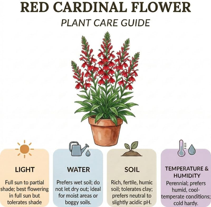 20 Red Cardinal Flower Roots, Easy to Grow, Fast Growing, Perennial Wildflower with Vibrant Blooms, Ideal for Garden Beds & Borders