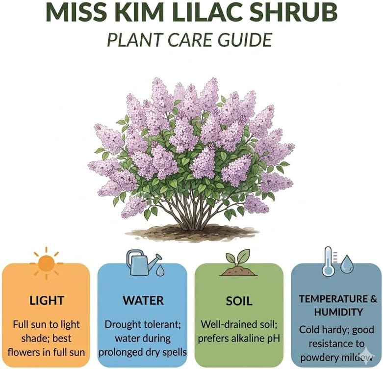 2 Miss Kim Lilac Trees Ready to Plant, Quart Pot Korean Lilac Bush, Fragrant Flowering Shrubs for Garden Landscaping