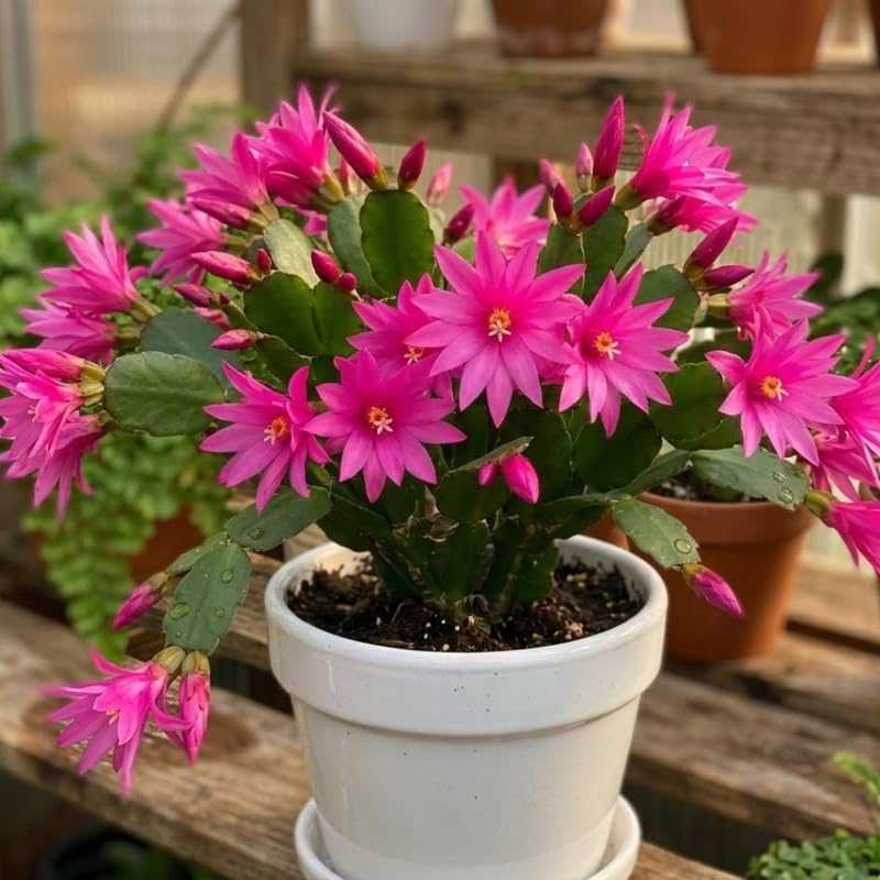 Light Orange Easter Cactus Live Plant 3 Inch Tall – Flowering Indoor Holiday Cactus with Soft Orange Blooms, Easy Care Easter Cactus Plants Live for Home, Office or Gift