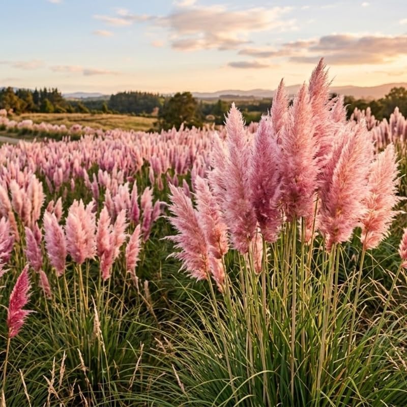 2 Pink Pampas Grass Live Plant, Cortaderia Selloana, Well-Rooted 4" Potted Plant for Privacy Screens and Sunny Spots