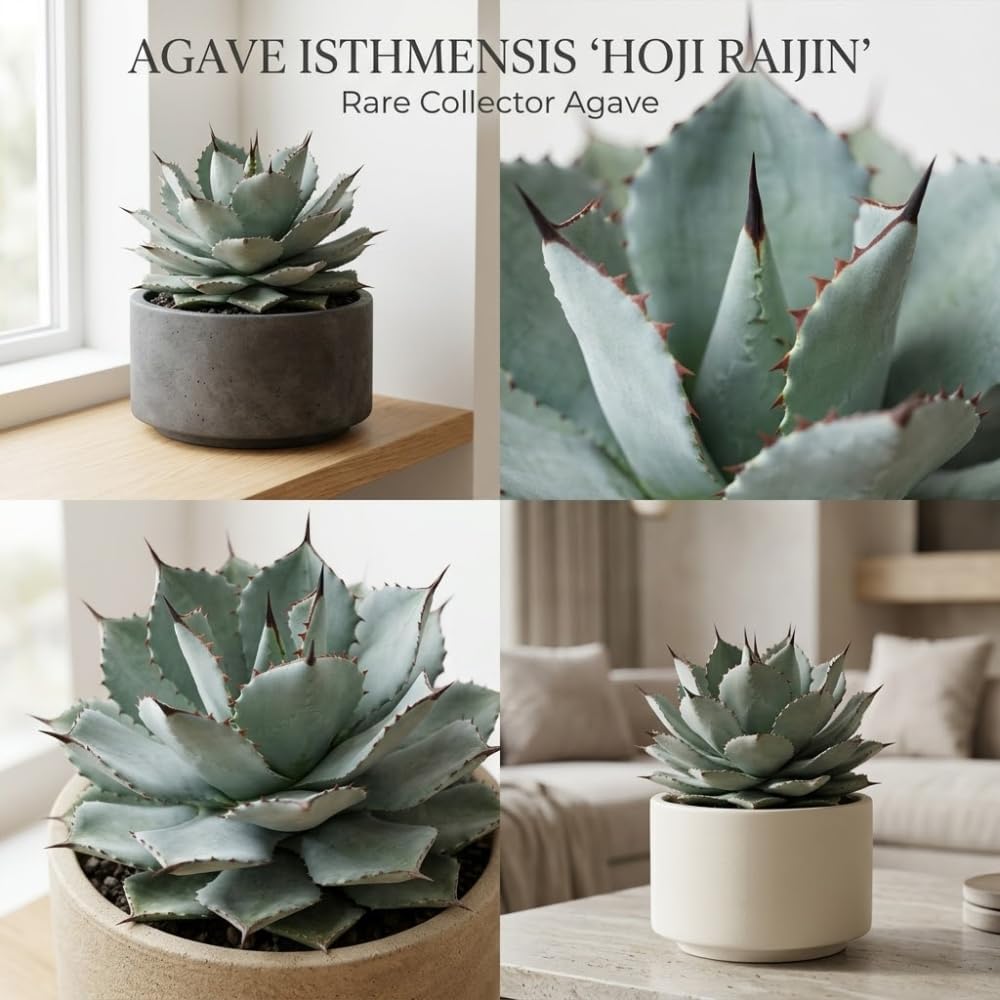 2 Live Succulent Plant, Variegated Agave in 4 Inch Pot, Dwarf Agave Isthmensis Plant for Living Rooms & Patio, Easy to Care Drought Tolerant Decor