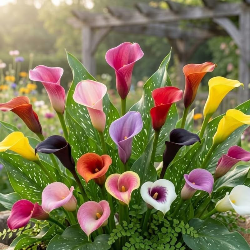 Calla Lily Bulbs Mix, 3 Piece Assorted, Hardy Red, Purple, and Bicolor Flowering Bulbs for Spring and Summer Planting