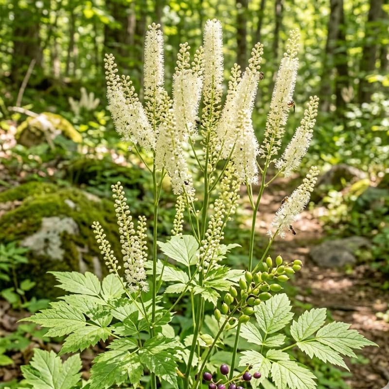20 Live Black Cohosh Roots Bugbane, Shade Loving Actaea Racemosa, Low Maintenance Elegant White Flowering Plant for Outdoor Gardens & Landscapes