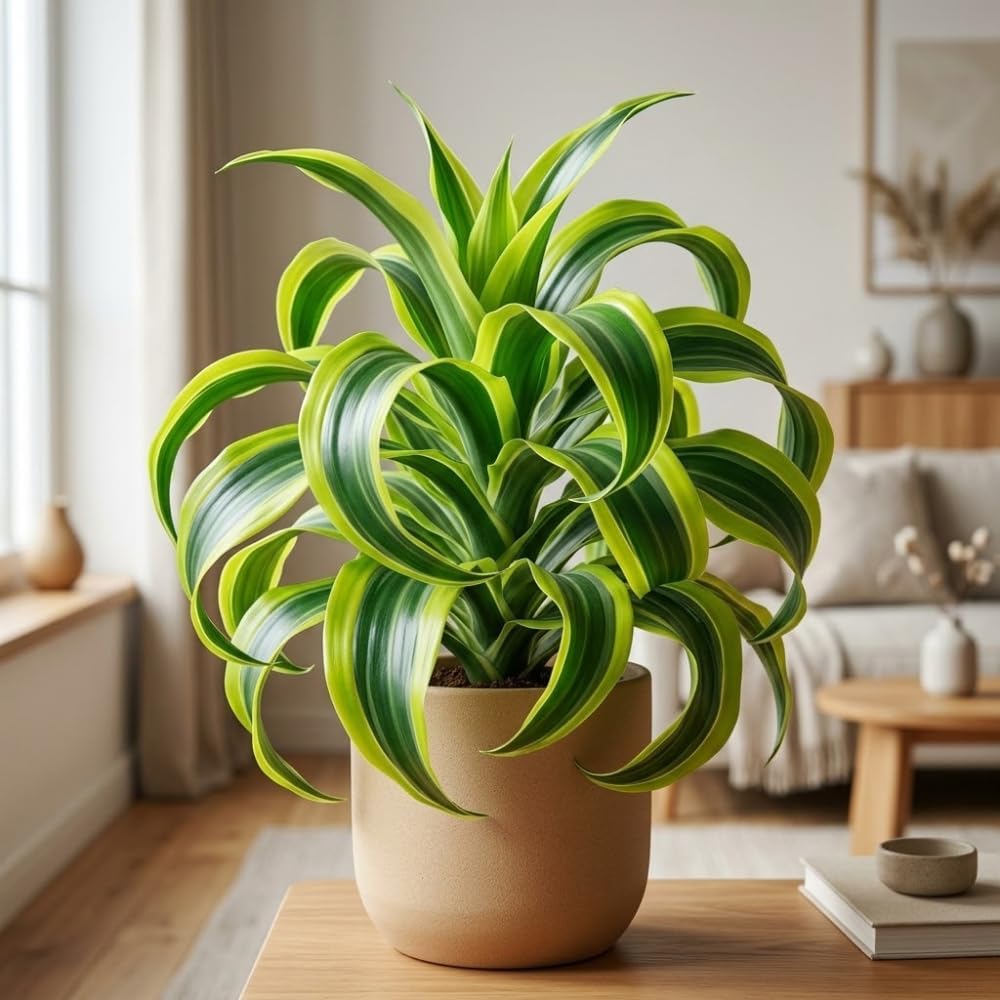 Dracaena Tornado Plant, 4" Pot, High-Vigor Low Maintenance Houseplant for Bright Windowsills, Striking Swirling Dark Green Foliage