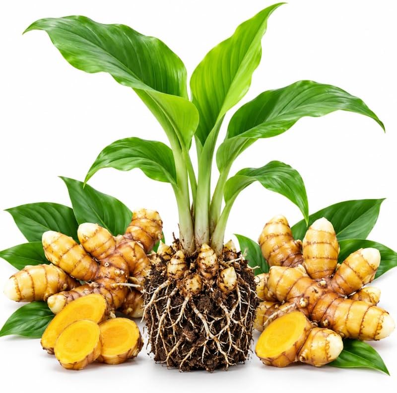 Yellow Turmeric Plant Live, Curcuma Longa 6-12" Tall