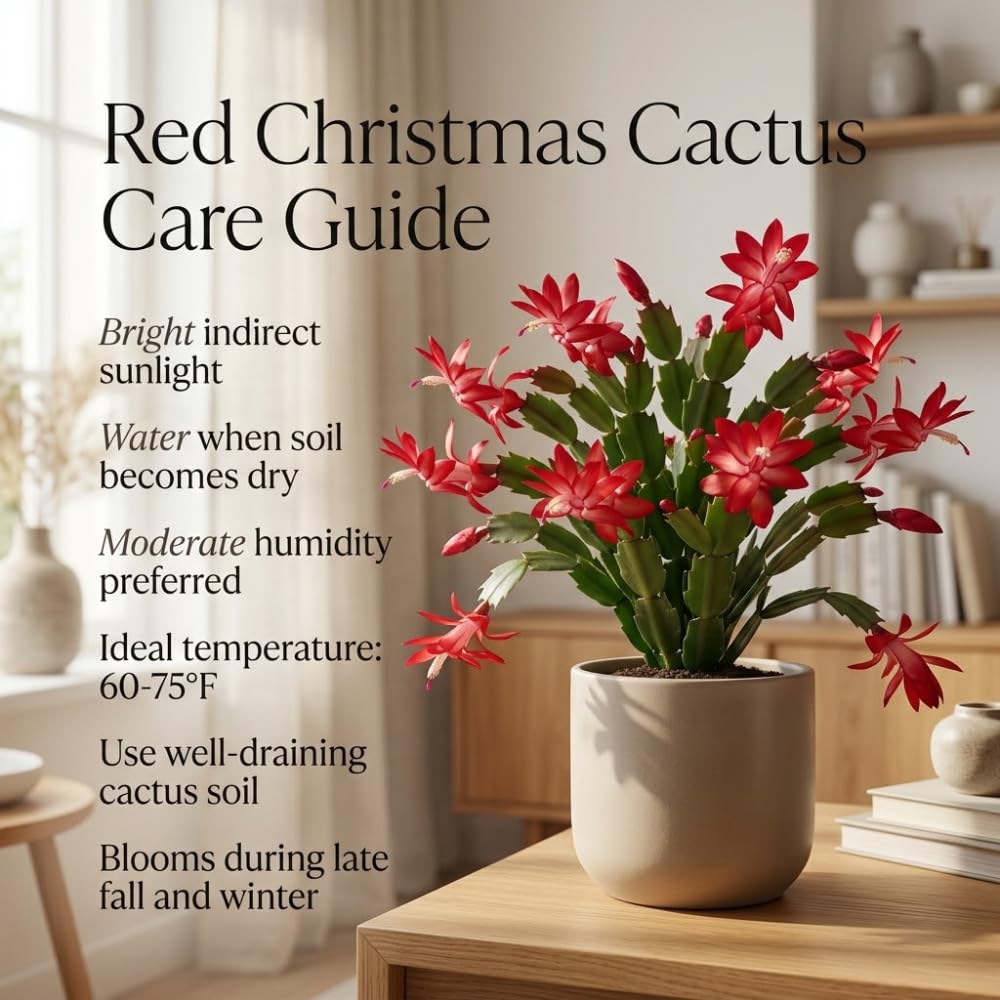 2 Orange Christmas Cactus Live Plant, 5-6 Inch Tall, Easy to Care Indoor Winter Houseplant for Office Desk and Patio Decor, Vigorous Live Holiday Plant