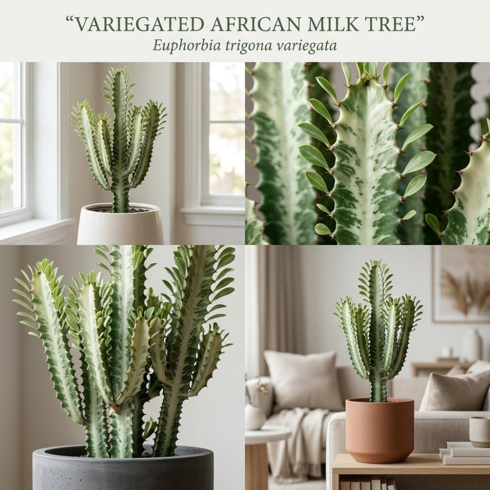 African Milk Tree, 3" Pot, Euphorbia Trigona Succulent with Striking Stems for Living Rooms, Easy to Care Decor