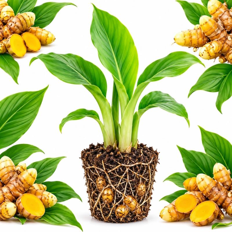 Yellow Turmeric Plant, Curcuma Longa, Tropical Rhizome Plant
