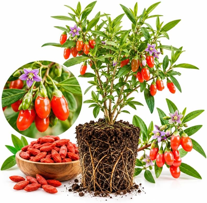 Goji Berry Bush Plant, Live Goji Berry Shrub 4-8" Tall