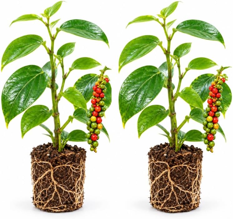 2 Black Pepper Vine Live Plant, Piper Nigrum Peppercorn Plant