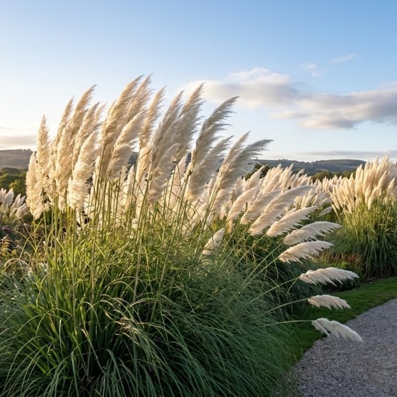 White Pampas Grass Plants, Live Pampas Perennial Grasses, 4 Inch Tall Starter, Ornamental Grass for Outdoor Garden Landscaping