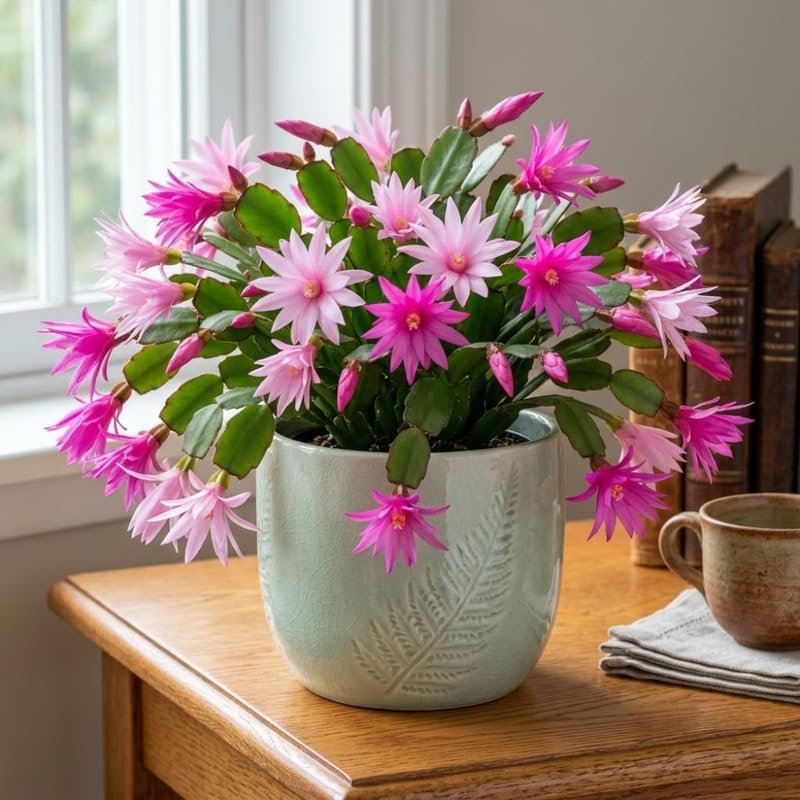 Light Orange Easter Cactus Live Plant 3 Inch Tall – Flowering Indoor Holiday Cactus with Soft Orange Blooms, Easy Care Easter Cactus Plants Live for Home, Office or Gift