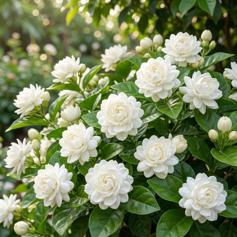 (No Ship to CA,HI,AK) Duke Jasmine Live Plant in 1 Gallon Pot, Vigorous Fragrant Flowering Shrub with Double White Blooms, Sturdy Low Maintenance Plant for Patios & Home Landscapes