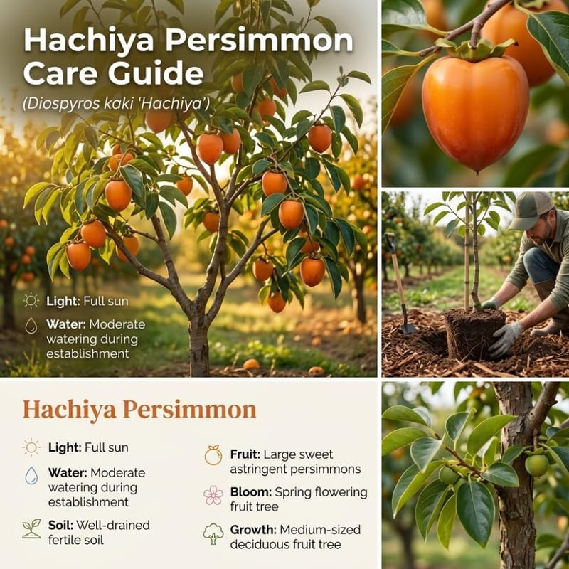 (No Ship to CA,HI,AK) Hachiya Persimmon Tree Live Plant, 3 Gallon Pot, High-Vigor Cold-Hardy Tree for Home Landscapes, Deciduous Shade Tree
