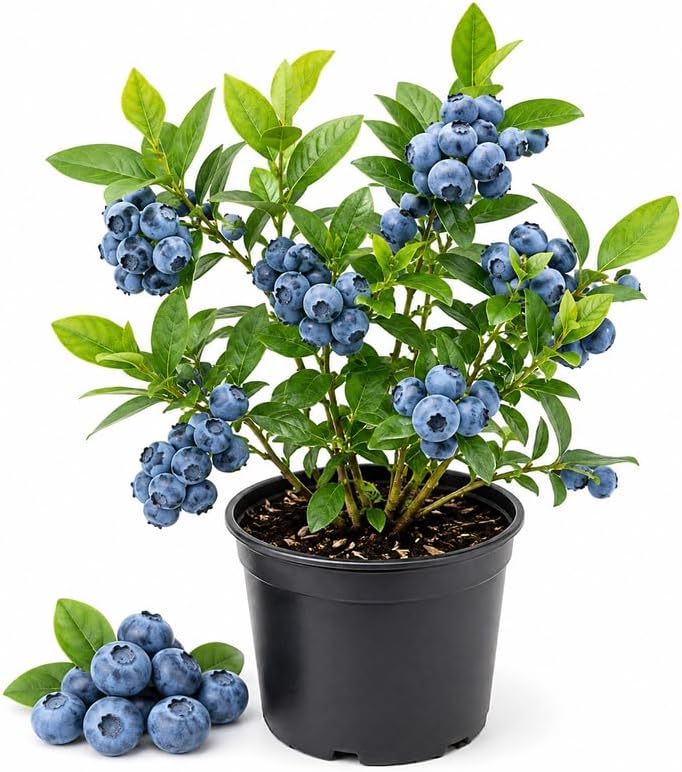 Top Hat Blueberry Bush Live Plant, 8-12" Tall in 4" Pot, Fast Growing Blueberry Plant, Easy Care Fruit Tree for Patio and Garden