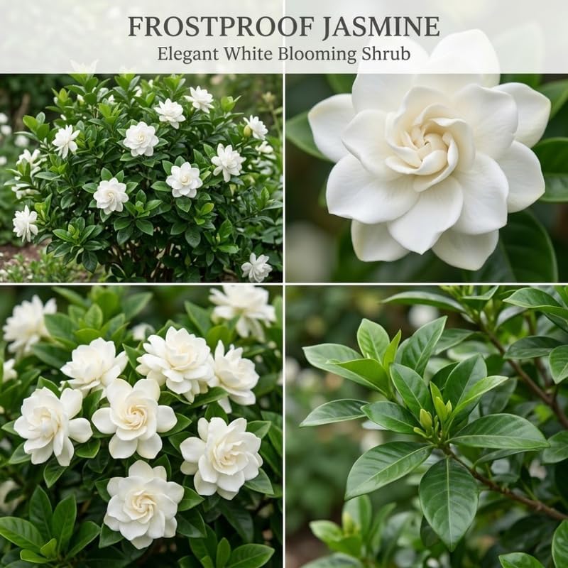 Frostproof Gardenia Jasminoides Plant, 4-5" Tall, High-Vigor Cold-Hardy Evergreen for Home Landscapes, Fragrant White Blossoms for Sun or Shade