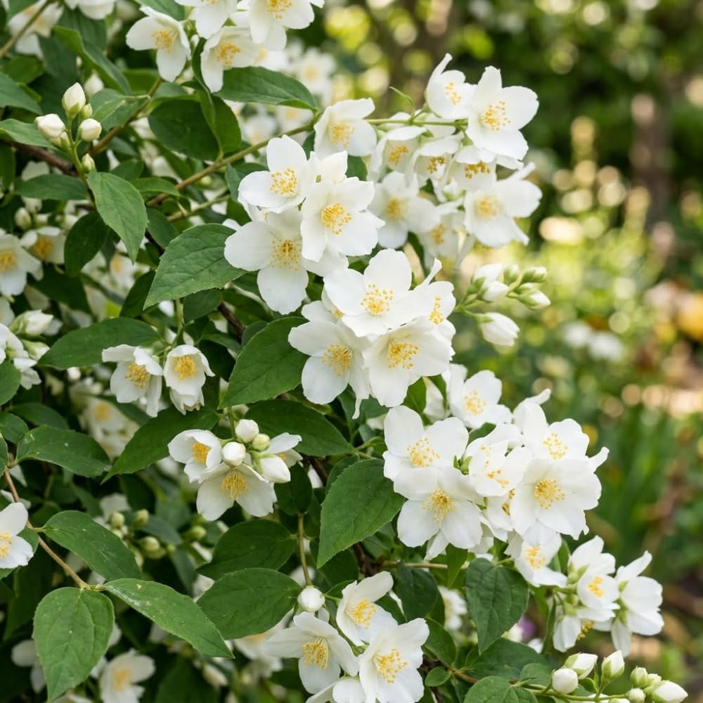 Mock Orange Shrub Live Plant, 4-6" Tall, Cold-Hardy Deciduous Bush for Home Landscapes, Sweet Citrus Scented White Spring Blooms & Low Maintenance Hedge