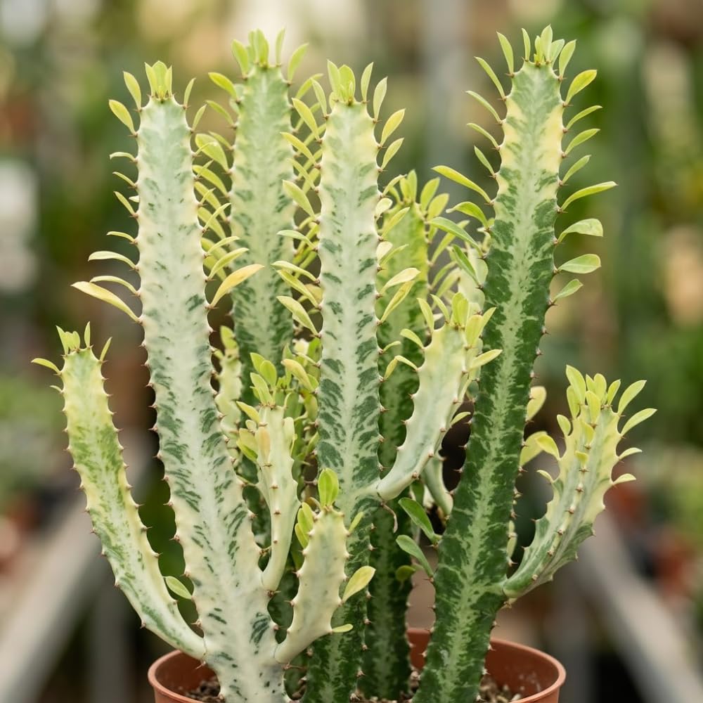 African Milk Tree, 3 Inch Pot, Robust Euphorbia Trigona Succulent with Teardrop Leaves, Sturdy Growth