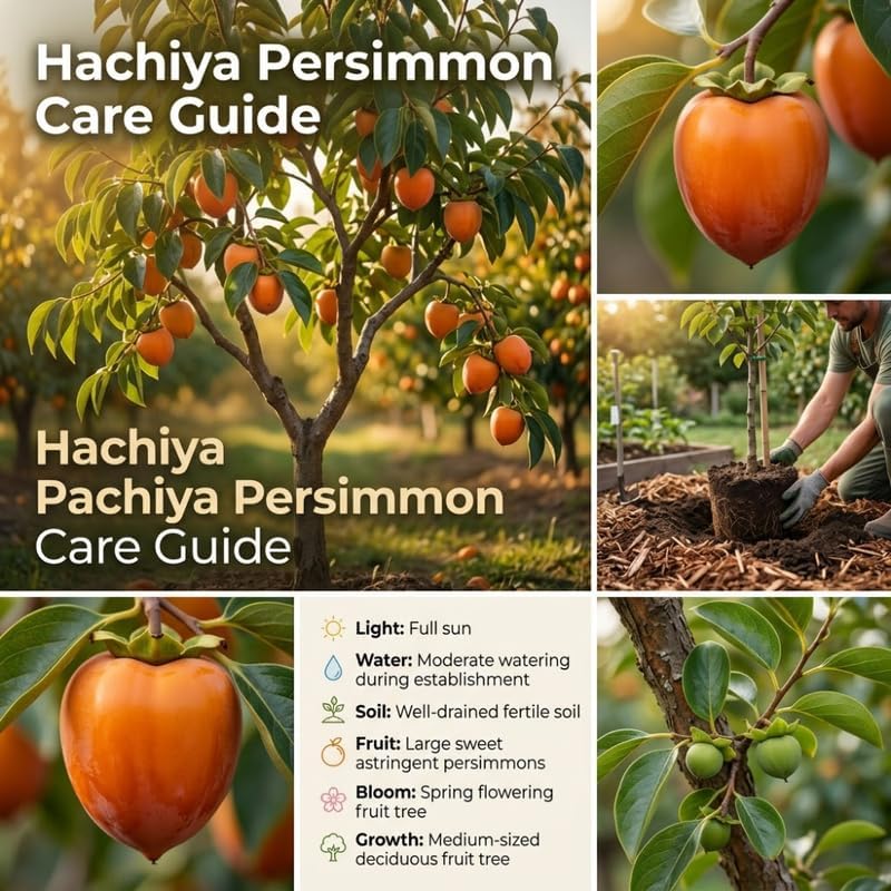 (No Ship to CA,HI,AK) Hachiya Persimmon Tree in 3 Gallon Pot, Live Fruit-Bearing Deciduous Plant for Edible Landscaping, Shade Tree for Sweet Autumn Harvests & Baking