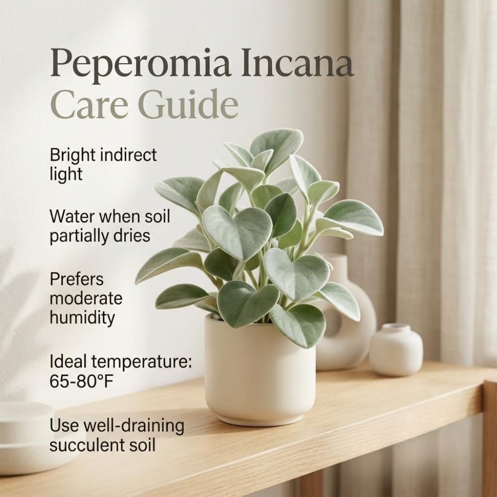 Peperomia Incana Plant, 4" Pot, High-Vigor Low Maintenance Houseplant for Desks, Pet-Friendly Soft Grey-Green Foliage