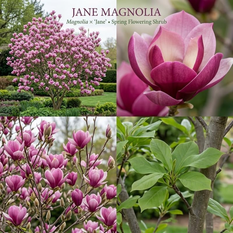 (No Ship to CA,HI,AK) Jane Magnolia Tree Live Plant, 3 Feet Tall in 3 Gallon Pot, Vigorous Cold-Hardy Deciduous Shrub, Sturdy Low Maintenance Plant for Pink Spring Blooms & Garden Landscapes