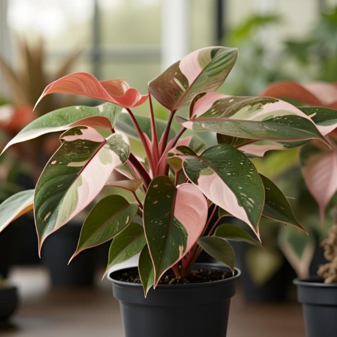 2 Rare Tricolor Philodendron Plants Live | Size 4-5 Inc | Pot Not Included | Variegated Leaves Philodendron Plant | Unique Gift for Mom, Friend, Women, Her, Birthday Gifts