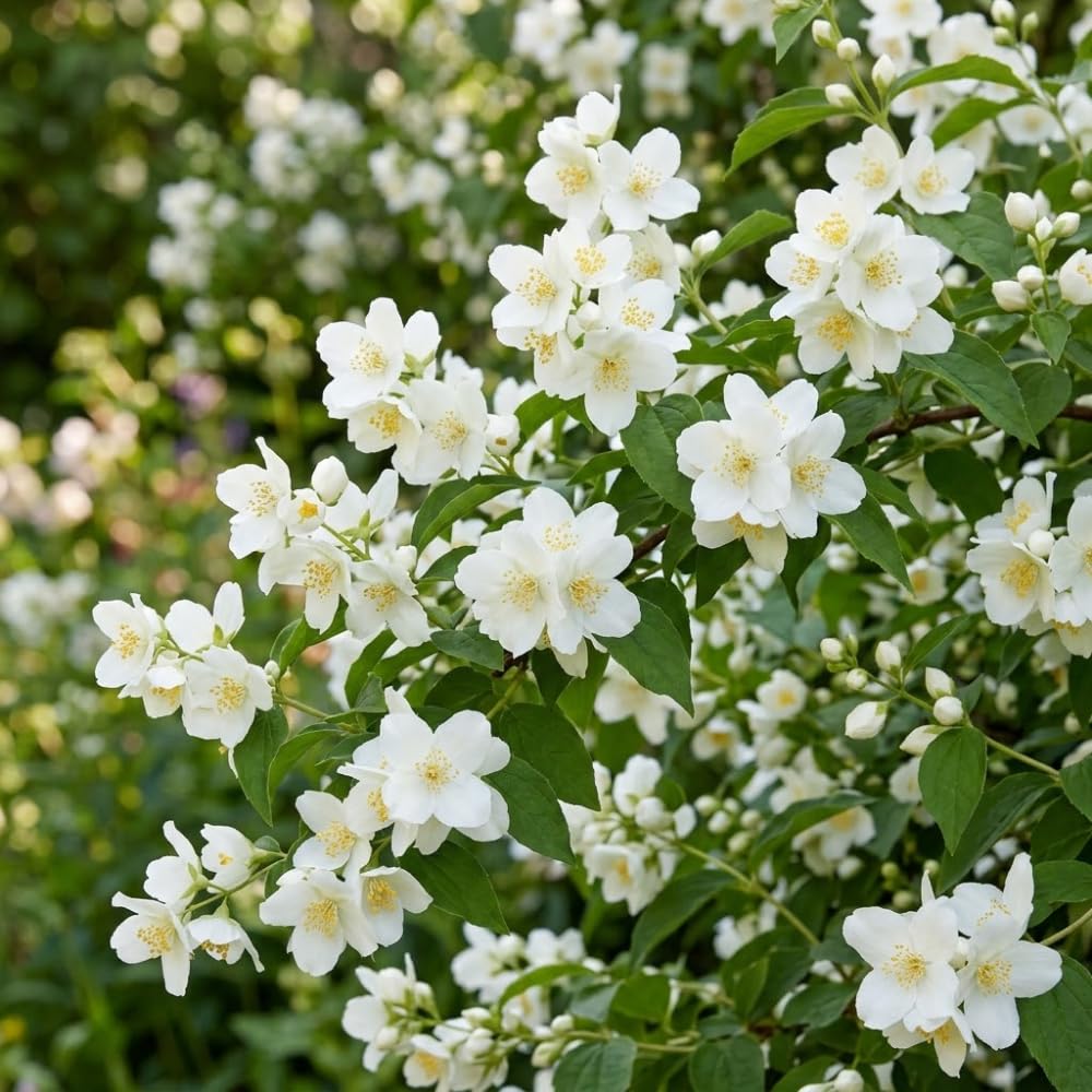 Mock Orange Plant, 4-6" Tall Shrub, Vigorous Deciduous Bush with Intoxicating Fragrance for Backyard Foundation Planting & Garden Borders