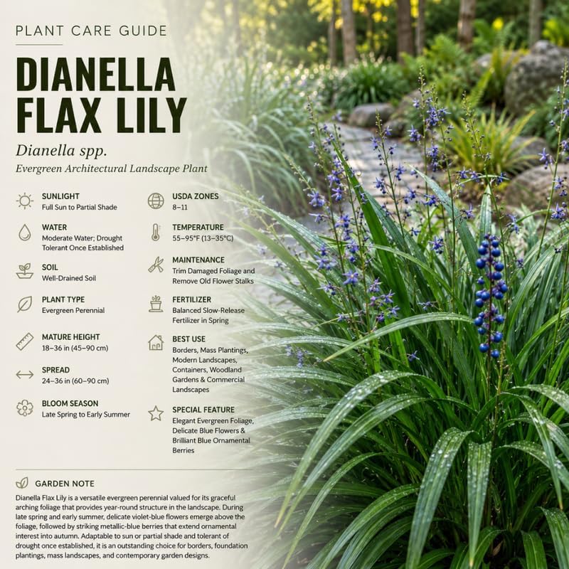 Flax Lily Plants, 4-6 Inch Tall, Grow Robust, Easy to Care Ornamental Foliage for Patio Landscapes