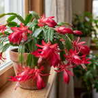 2 Orange Christmas Cactus Live Plant, 5-6 Inch Tall, Easy to Care Indoor Winter Houseplant for Office Desk and Patio Decor, Vigorous Live Holiday Plant