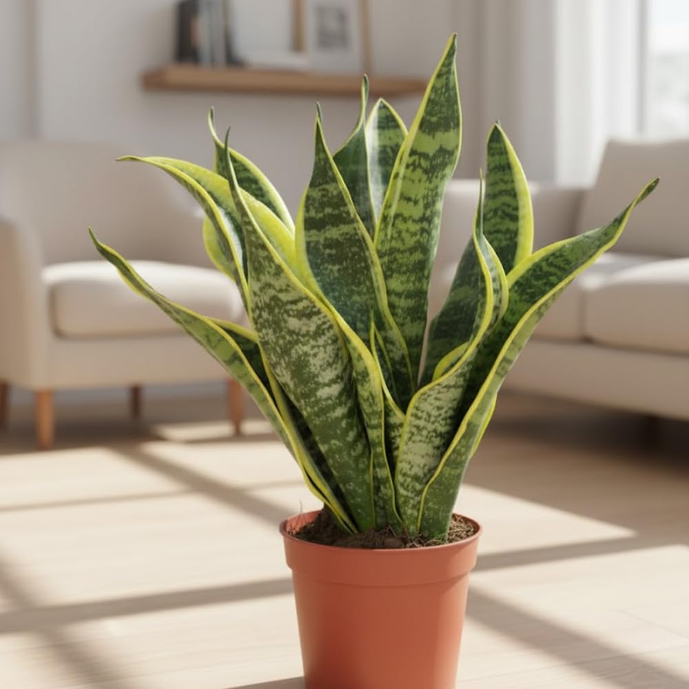 Snake Plant Live, 6" Potted Plant, Easy Care Indoor Greenery, Sturdy Vertical Leaf Plant for Low Light Areas and Desks