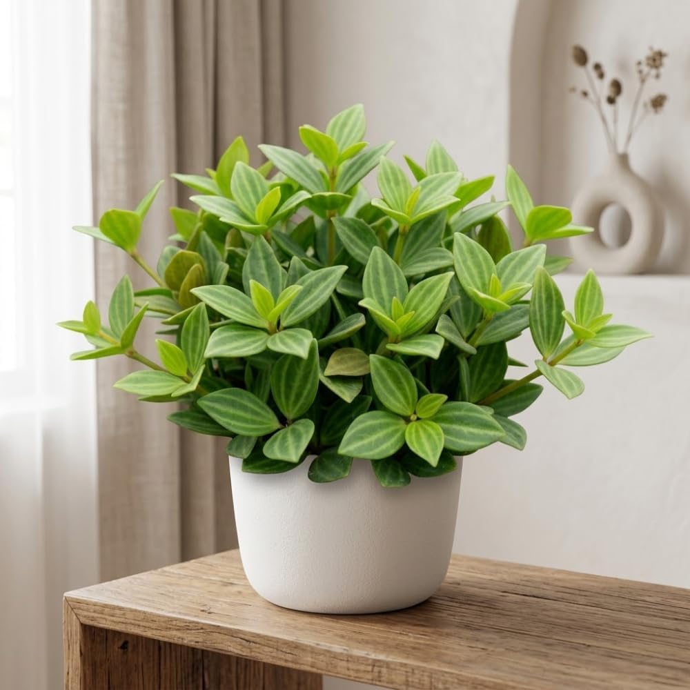 Peperomia Beetle Live Plant, 4'' Inch Pot, Easy-Care Peperomia Live Indoor Houseplant, Attractive Trailing Houseplant for Home & Office Décor