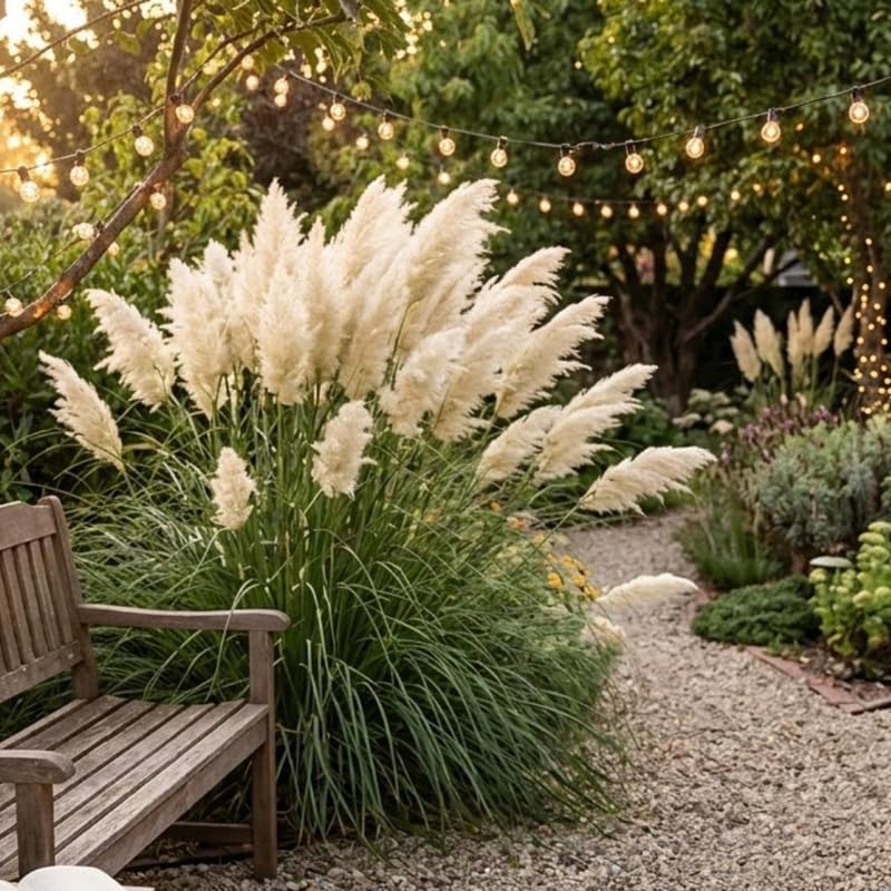 White Pampas Grass Plants, Ornamental Grasses Live Plants Perennial, 4 Inch Tall, Low Maintenance Ornamental Perennial for Patios and Outdoor Spaces