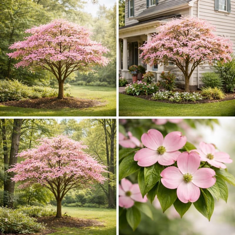 2 White Kousa Dogwood Tree, 12-18 Inch in Quart Pot, Low Maintenance Deciduous Tree, Vigorous Growth Habit with Vibrant Red Autumn Foliage