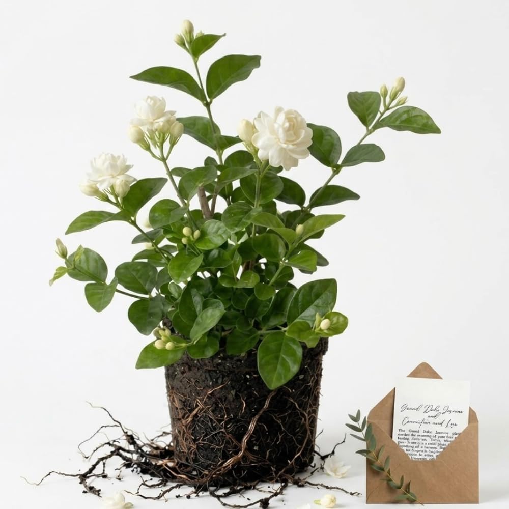 Grand Duke Jasmine Plant 5-8 Inch Tall Starter, Fragrant Double Bloom Arabian Jasmine for Patios and Home Gardens