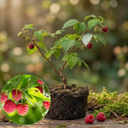 Red Raspberry Bushes Live Plant, 7 Inch Tall Bare Root Seedling, Rubus Idaeus Edible Berry Shrub, Summer Fruiting Plant for Backyard and Garden