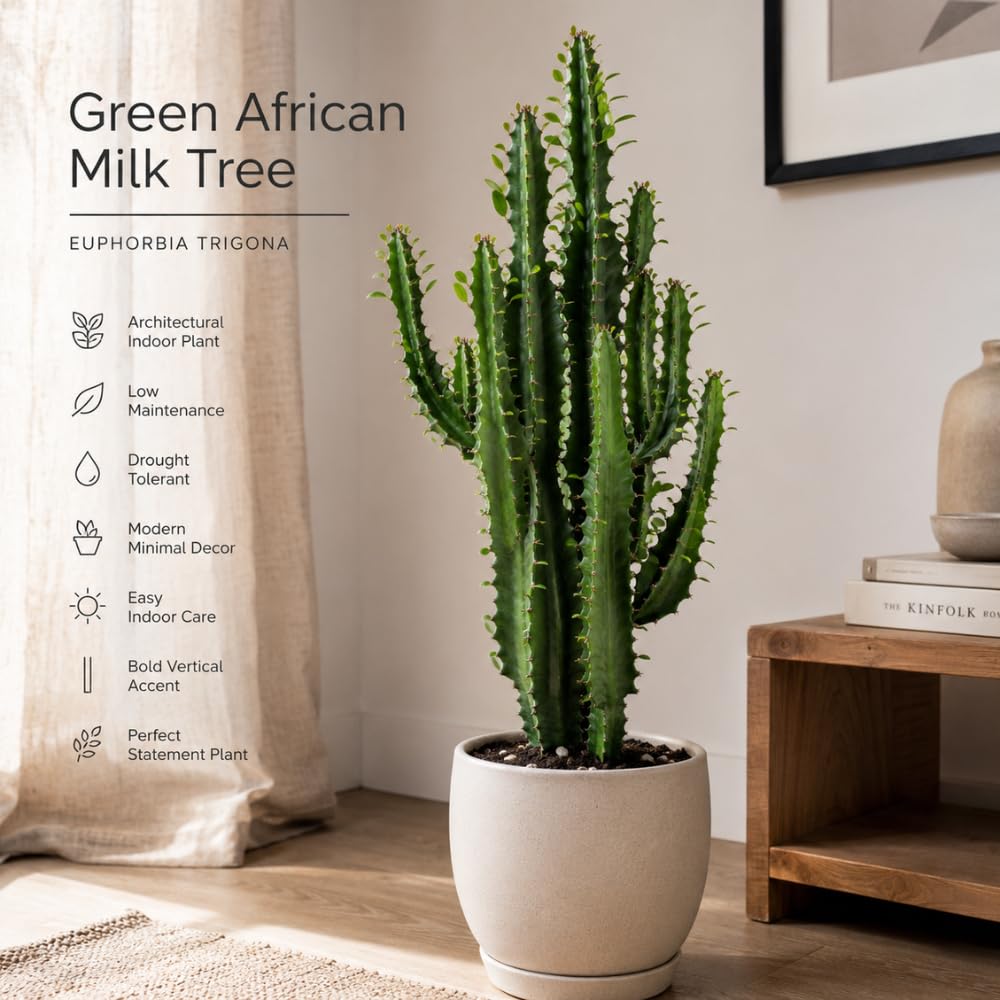 African Milk Tree, 3 Inch Pot, Robust Euphorbia Trigona Succulent with Teardrop Leaves, Sturdy Growth