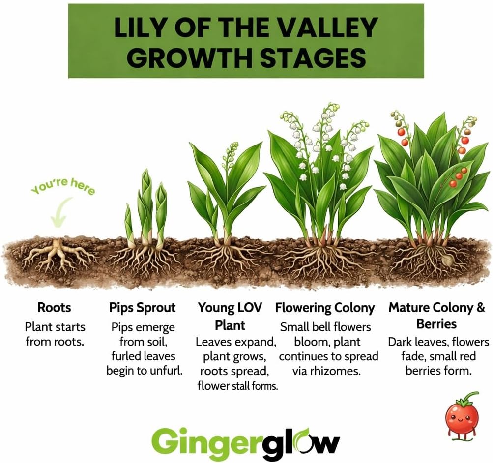 10 Lily of The Valley Plant Bare Roots, Hardy Perennial May Lily, Easy to Grow Fragrant Flower for Outdoor Garden
