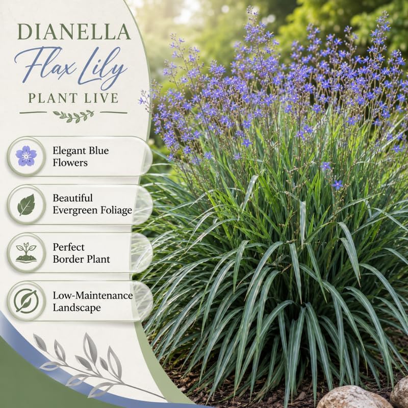 Flax Lily Plants, 4-6 Inch Tall, Grow Robust, Easy to Care Ornamental Foliage for Patio Landscapes