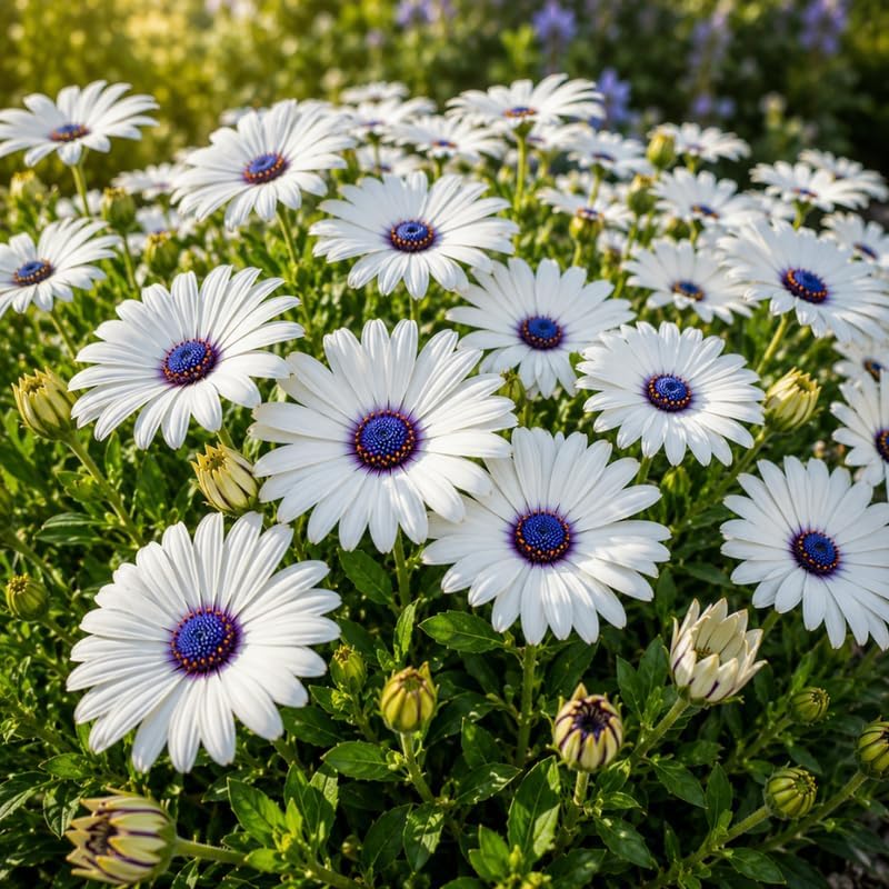White African Daisy Live Plant in 3" Pot, White Osteospermum Blooming Potted Flower, Easy Care Plant for Garden, Balcony and Patio Decor