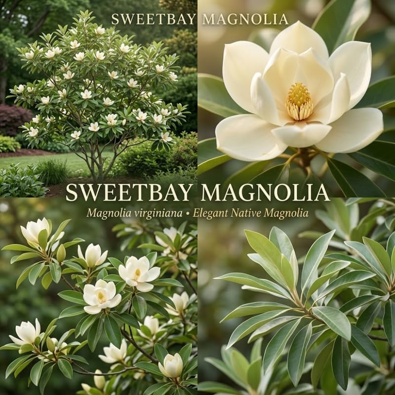 (No Ship to CA,HI,AK) Sweetbay Magnolia Tree Live Plant, 3 Feet Tall in 3 Gallon Pot, Vigorous Cold-Hardy Flowering Plant, Sturdy Low Maintenance Shade Tree with Fragrant White Blooms