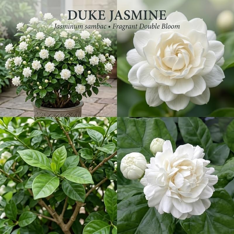 (No Ship to CA,HI,AK) Duke Jasmine Plant Live, 1 Gallon Pot, Low Maintenance Highly Fragrant Shrub for Homeowners, Sturdy Starter for Elegant Floral Displays
