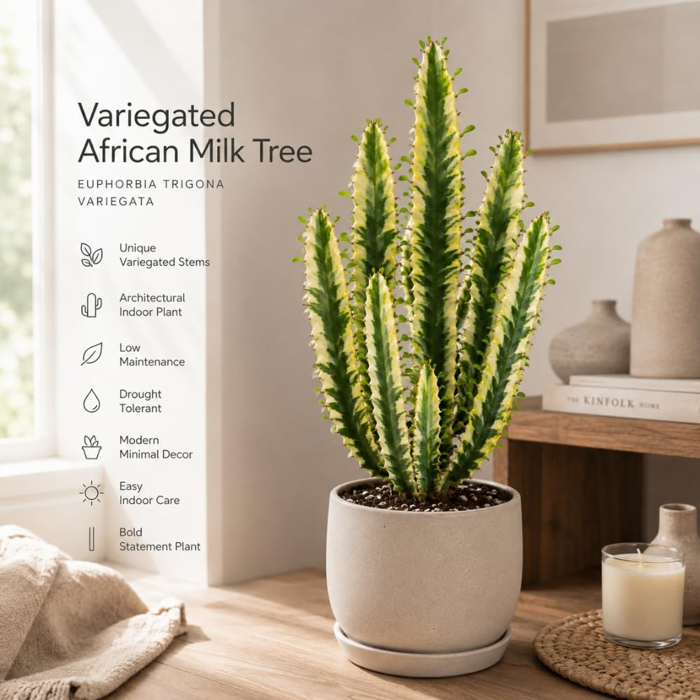 African Milk Tree, 3 Inch Pot, Robust Euphorbia Trigona Succulent with Teardrop Leaves, Sturdy Growth